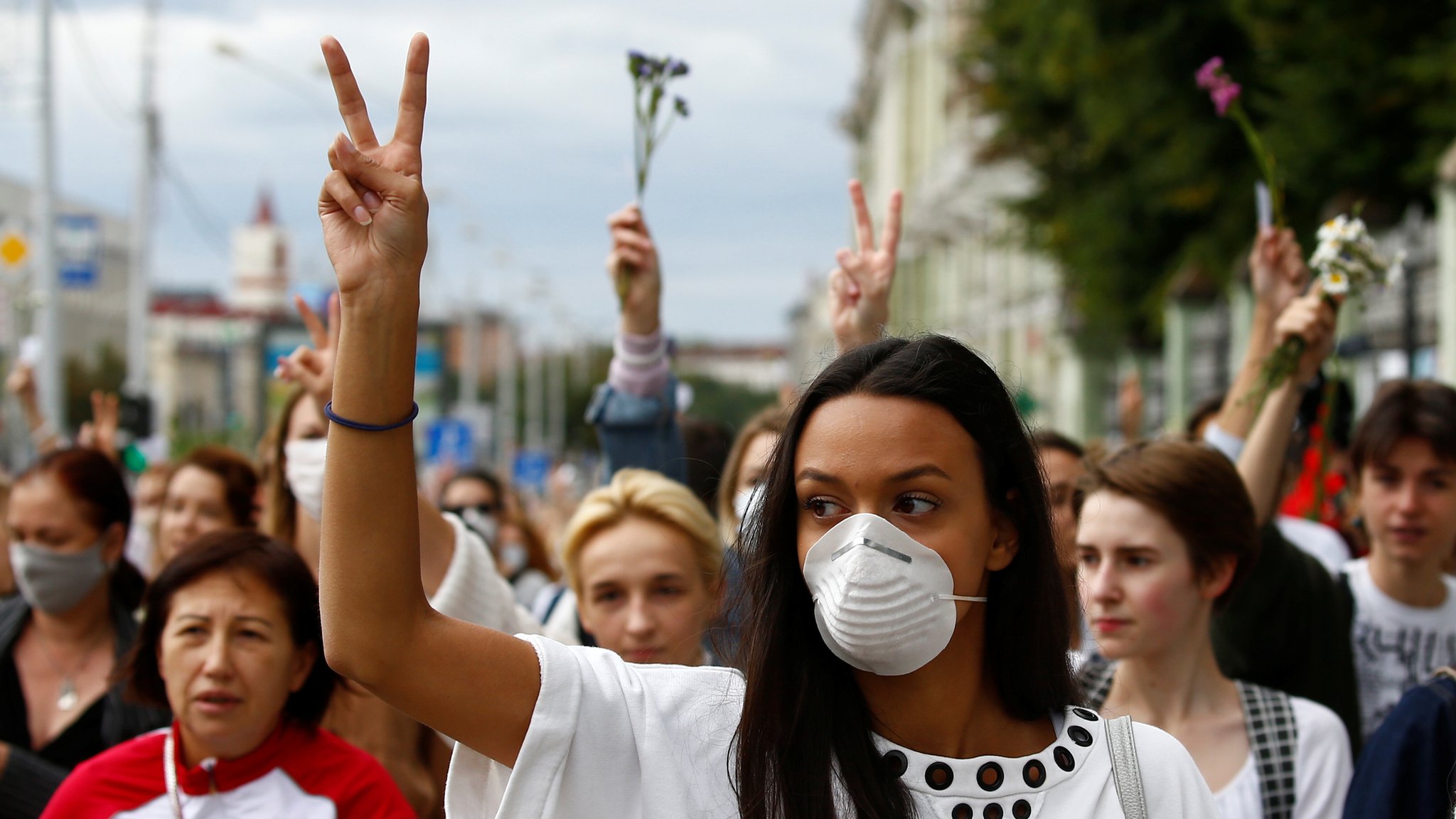 Women walking together in solidarity